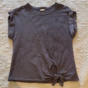 Pilcro Charcoal Short Sleeve Top with Knot